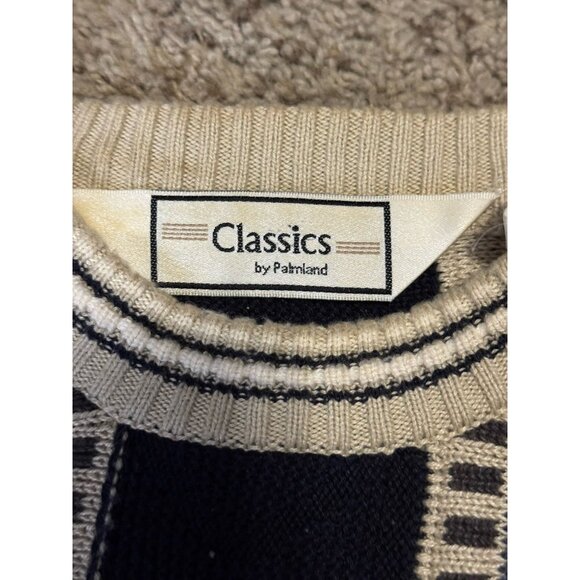 Vintage Sweater Multicolor 3D 90s Textured Knit Abstract Geometric Grandpa Y2k L - Picture 3 of 11